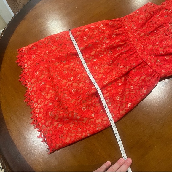 Shoshanna Sierra Lace Mini Party Dress Red 2 Sleeveless Nude Lining V-Neck - Picture 15 of 16